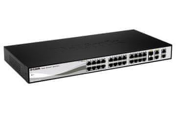 D-Link DGS-1210-28MP L2/L3 Smart+ PoE stikalo, 24x GbE PoE+, 4x RJ45/SFP, PoE 370W