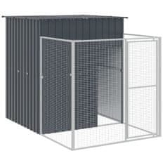 Vidaxl Pasja uta z izhodom antracitna 165x1271x181 cm pocinkano jeklo