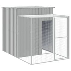 Vidaxl Kokošnjak z izhodom svetlo siv 165x455x181 cm pocinkano jeklo