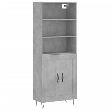 Vidaxl Visoka komoda betonsko siva 69,5x34x180 cm inženirski les