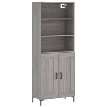 Vidaxl Visoka komoda siva sonoma 69,5x34x180 cm inženirski les