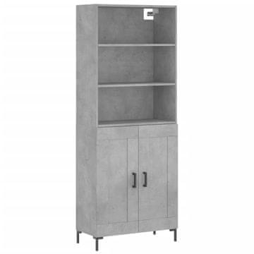 Vidaxl Visoka komoda betonsko siva 69,5x34x180 cm inženirski les