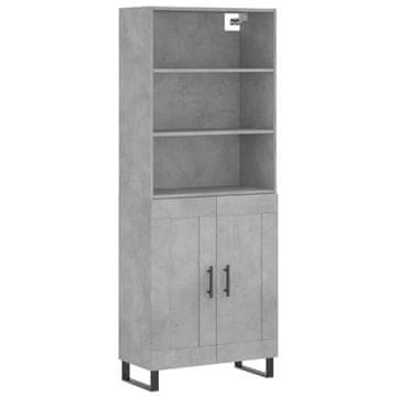 Vidaxl Visoka komoda betonsko siva 69,5x34x180 cm inženirski les