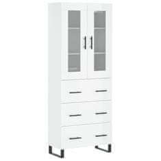 Vidaxl Visoka komoda visok sijaj bela 69,5x34x180 cm inženirski les