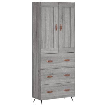 Vidaxl Visoka komoda siva sonoma 69,5x34x180 cm inženirski les
