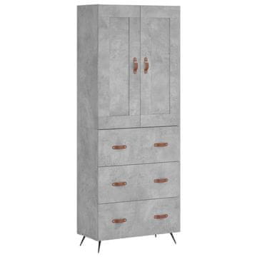 Vidaxl Visoka komoda betonsko siva 69,5x34x180 cm inženirski les