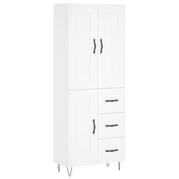 Vidaxl Visoka omara bela 69,5x34x180 cm inženirski les
