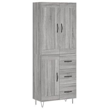 Vidaxl Visoka komoda siva sonoma 69,5x34x180 cm inženirski les