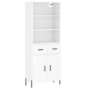 Vidaxl Visoka omara bela 69,5x34x180 cm inženirski les
