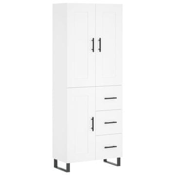 Vidaxl Visoka omara bela 69,5x34x180 cm inženirski les