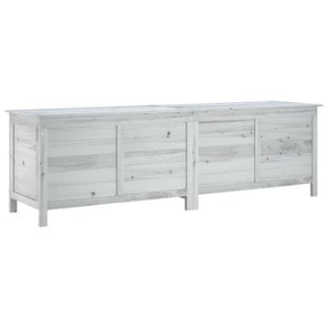 Vidaxl Vrtna škatla za shranjevanje bela 198,5x50x56,5 cm trdna jelka