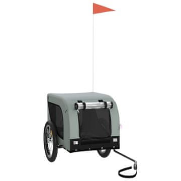 Vidaxl Kolesarska prikolica za hišne ljubljenčke siva in črna