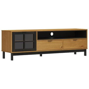 Vidaxl TV omarica s steklenimi vrati FLAM 158x40x50 cm trdna borovina