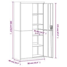Vidaxl Arhivska omara bela 90x40x180 cm jeklo