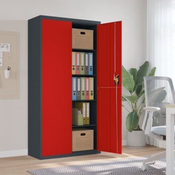Vidaxl Arhivska omara antracitna in rdeča 90x40x180 cm jeklo