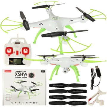 WOWO Dron s kamero Syma X5HW - 2,4 GHz Wi-Fi daljinsko voden dron s kamero - bel