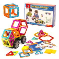 WOWO Izobraževalne magnetne kocke - MAGIC MAGNET - Izobraževalne magnetne kocke in čarobne palčke, 40 elementov