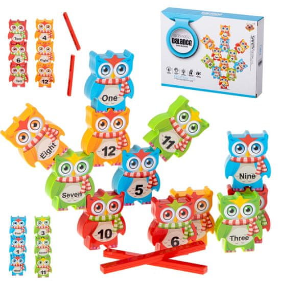 WOWO Owl Tower Puzzle - izobraževalna arkadna igra s kockami za učenje štetja