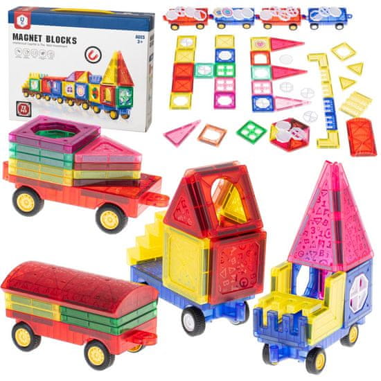 WOWO 3D Puzzle Tiles with Car - Magnetne 3D Puzzle Tiles with Car - 72 kosov