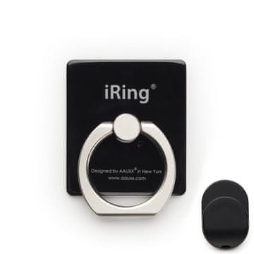 Aauxx Nosilec za mobilne telefone iRing Black - 3v1 ročno varovalo, stojalo in avto nosilec za telefone in tablice črn