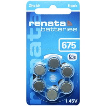Renata 675 baterije za slušne aparate 675 (paket 6 kosov) • 1,45 V | Srebrno-oksidna
