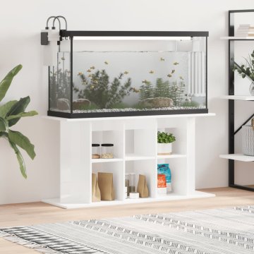 Vidaxl Stojalo za akvarij visok sijaj belo 120x40x60 cm inženirski les