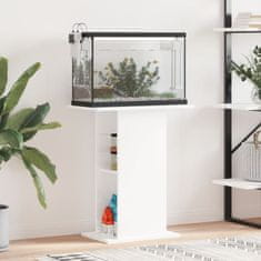 Vidaxl Stojalo za akvarij visok sijaj belo 60,5x36x72,5 cm inž. les