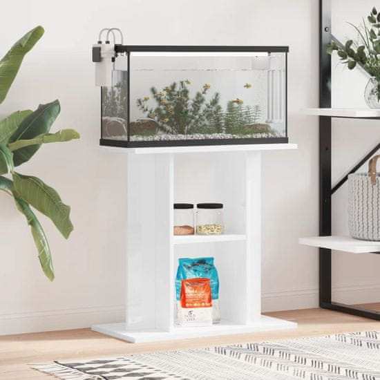 Vidaxl Stojalo za akvarij visok sijaj belo 60x30x60 cm inženirski les
