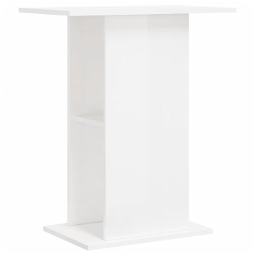 Vidaxl Stojalo za akvarij visok sijaj belo 60,5x36x72,5 cm inž. les