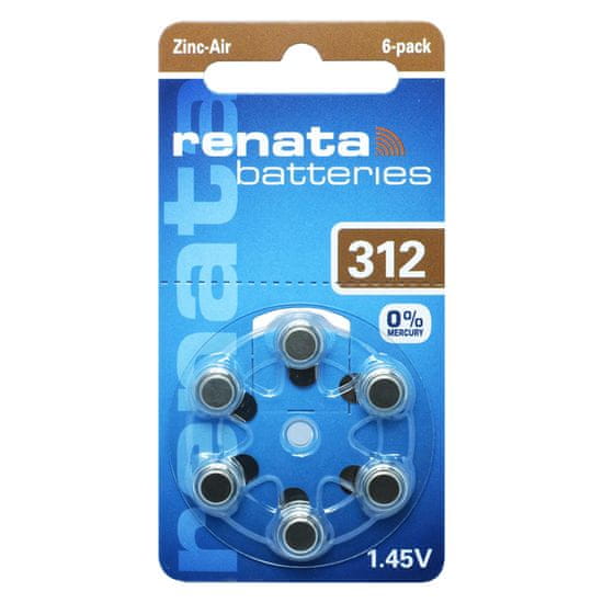 Renata 312 baterije za slušne aparate 312 (paket 6 kosov) • 1,45 V | Srebrno-oksidna