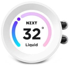 NZXT vodni hladilnik Kraken 280 ELITE RGB / 2x140mm RGB ventilator / 4-pin PWM / LCD zaslon / 6 let / bela