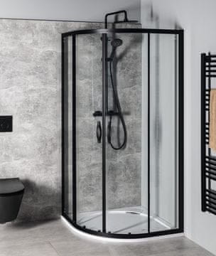 Gelco SIGMA SIMPLY BLACK črni okvirni drsni tuš zaslon 800x800 mm, R550, 6 mm steklo