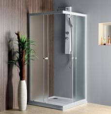 AQUALINE AQUALINE Kvadratna drsna tuš kabina 80x80 cm, Bela, Steklo Brick