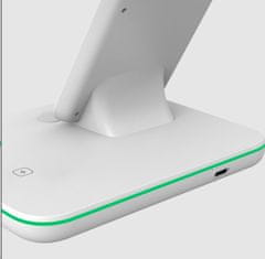 Canyon Brezžični polnilnik WS-303W,3v1,9V/2A,12V/2A,15/10/7,5/5W izhod, USB-C &gt; USB-A, vkl. napajalnikom za izmenični tok, bela