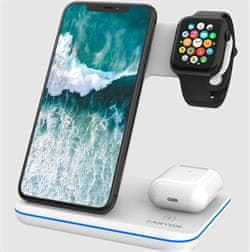 Canyon Brezžični polnilnik WS-303W,3v1,9V/2A,12V/2A,15/10/7,5/5W izhod, USB-C &gt; USB-A, vkl. napajalnikom za izmenični tok, bela