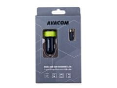 Avacom Avtomobilski polnilec NACL-2XKG-31A z dvema izhodoma USB 5V/1A - 3,1A, črno-zelen