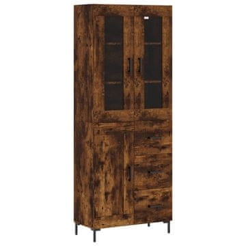 Vidaxl Visoka komoda dimljen hrast 69,5x34x180 cm inženirski les