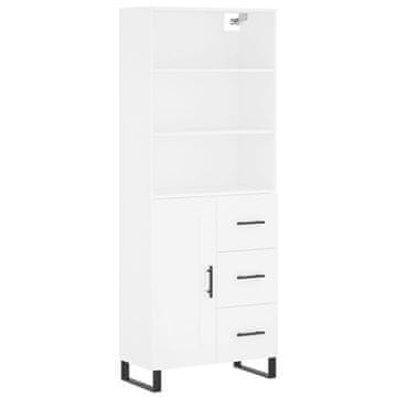 Vidaxl Visoka omara bela 69,5x34x180 cm inženirski les