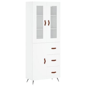 Vidaxl Visoka omara bela 69,5x34x180 cm inženirski les