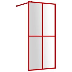 Vidaxl Stena za tuš s prozornim ESG steklom rdeča 100x195 cm