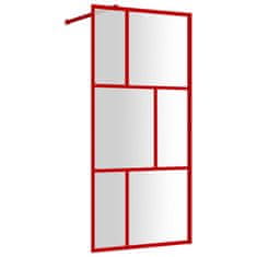 Vidaxl Stena za tuš s prozornim ESG steklom rdeča 80x195 cm