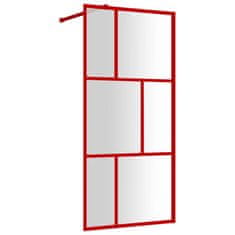 Vidaxl Stena za tuš s prozornim ESG steklom rdeča 90x195 cm