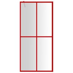 Vidaxl Stena za tuš s prozornim ESG steklom rdeča 80x195 cm