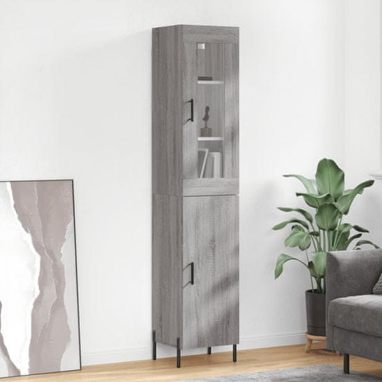 Vidaxl Visoka omara siva sonoma 34,5x34x180 cm inženirski les