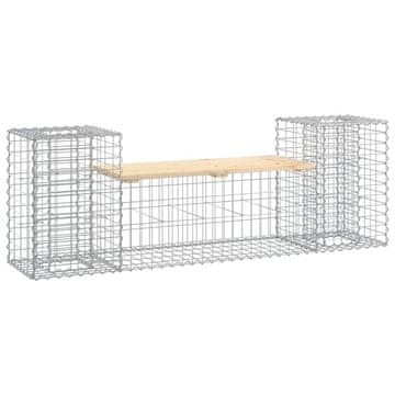 Vidaxl Vrtna gabionska klop 183x41x60,5 cm trdna borovina