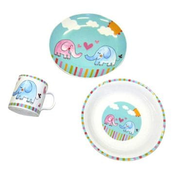 STREFA Otroška jedilna garnitura SLON iz porcelana, 3delna.