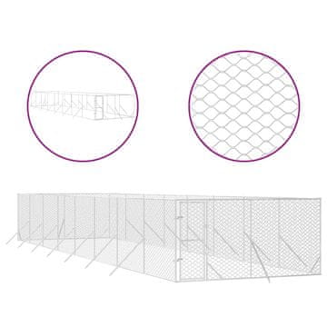 Vidaxl Zunanja pasja ograda srebrna 4x16x2 m pocinkano jeklo
