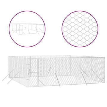 Vidaxl Zunanji pasji boks srebrn 6x6x2 m pocinkano jeklo