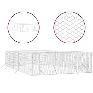 Vidaxl Zunanji pasji boks srebrn 6x10x2 m pocinkano jeklo