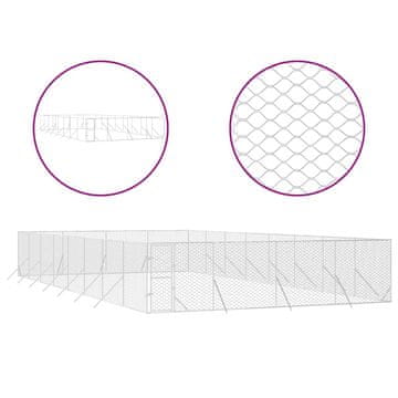 Vidaxl Zunanja pasja ograda srebrna 8x16x2 m pocinkano jeklo